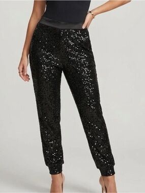 Cable & Gauge Black Sequin Jogger Trousers